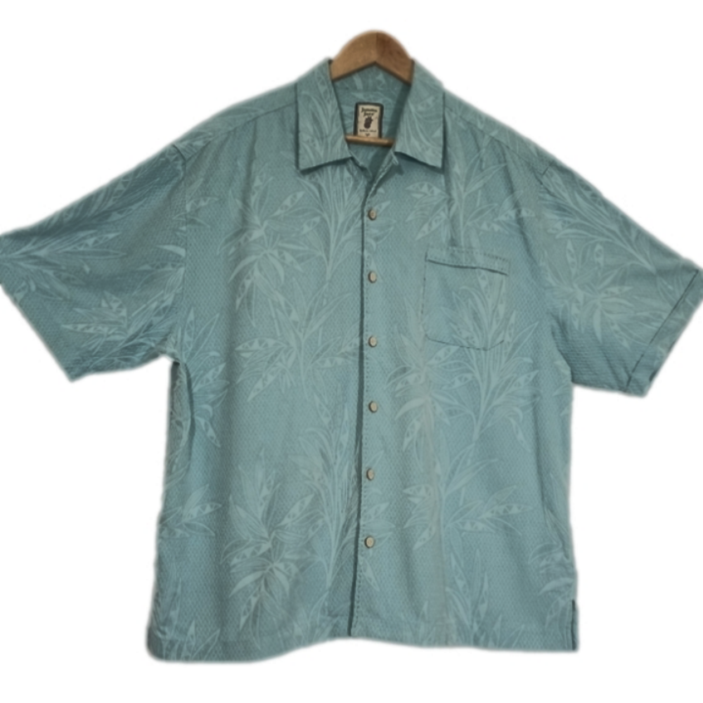 Men’s silk Button Down Shirt  by Jamaica Jaxx Short sleeves Size X Large